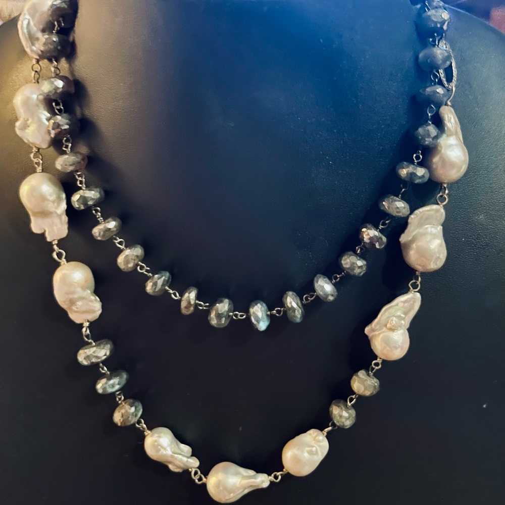 Diamond/Pearl/Labradorite Necklace